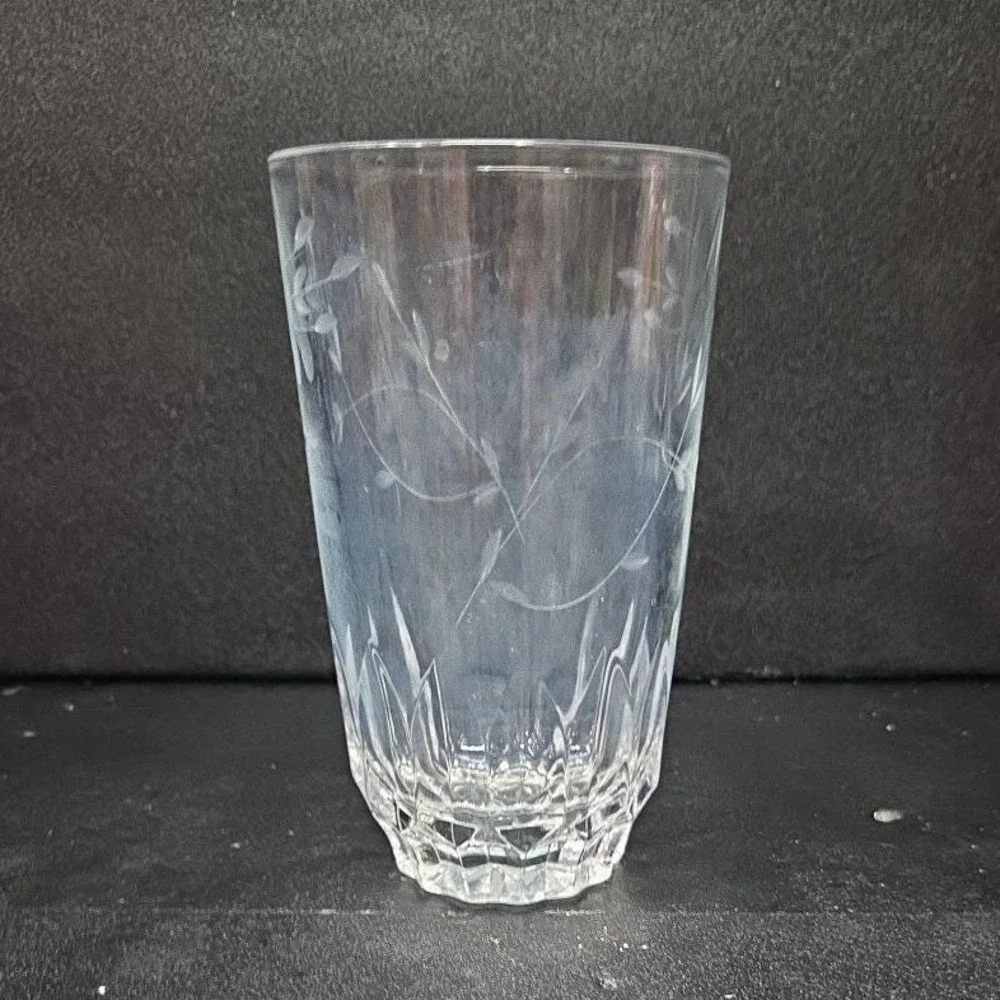 Princess House Heritage Tumbler, Vtg Etched Floral Glass, Replacement Drinkware‎